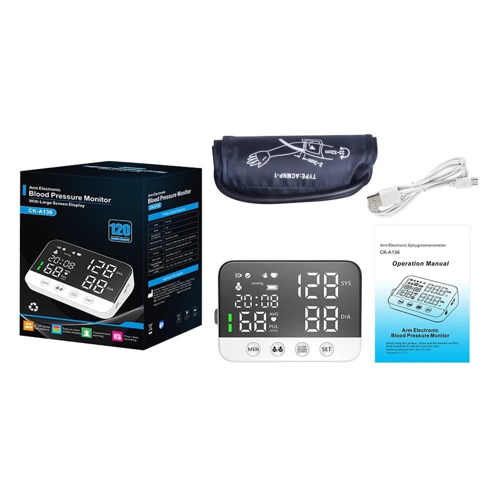 Hot sale LED display blood pressure machine automatic digital blood pressure monitors with large cuff BP monitor for home use